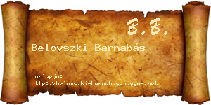 Belovszki Barnabás névjegykártya